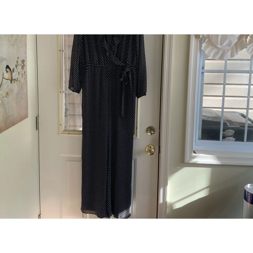 Michael Kors Black and White Polka Dot Long Sleeve Jumpsuit